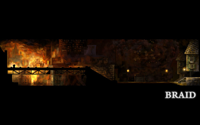 Dark city bridge fire background free wallpaper - medium preview image