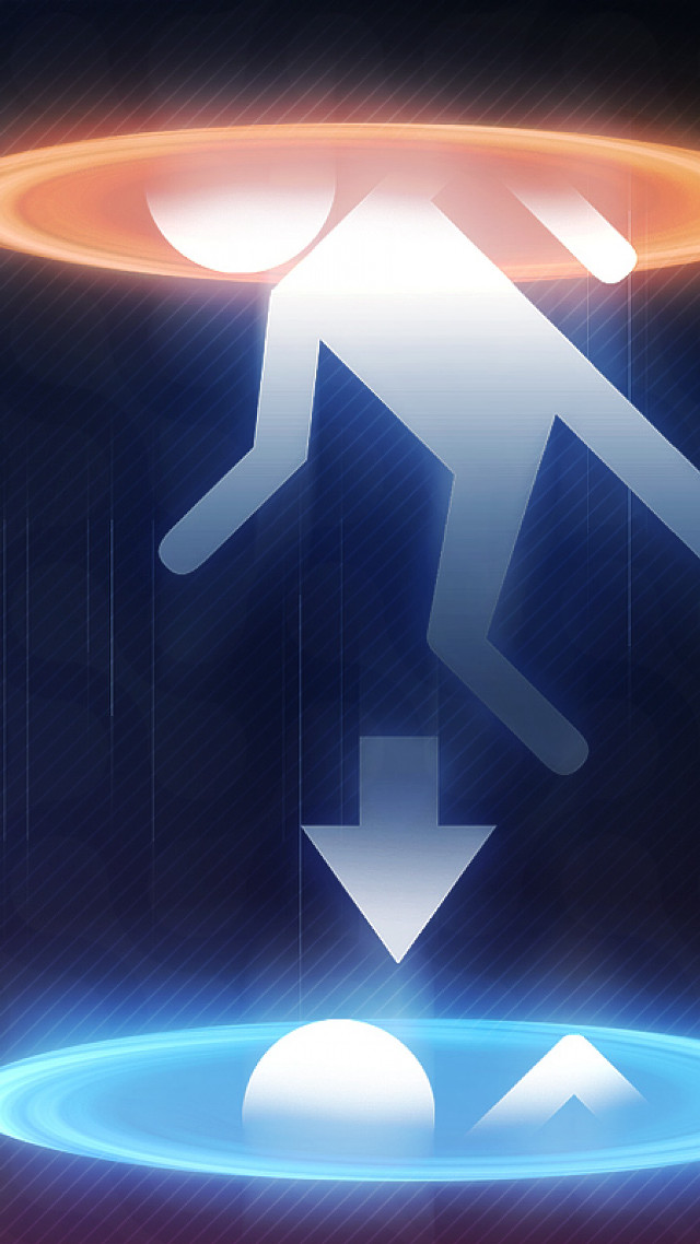 Man falling ramp neon hologram free wallpaper - medium preview image