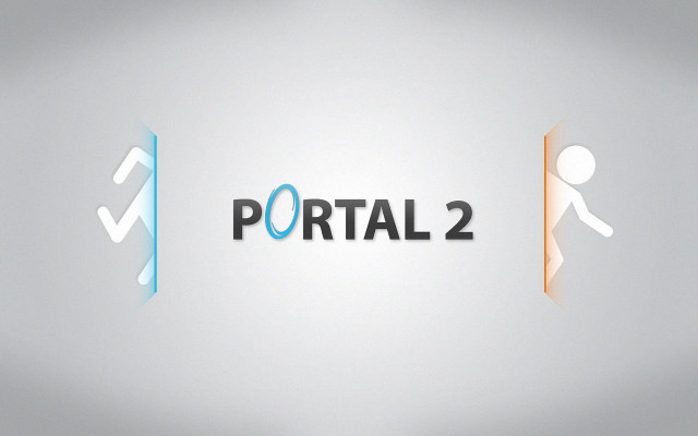 Portal2 person walking door logo free wallpaper - medium preview image