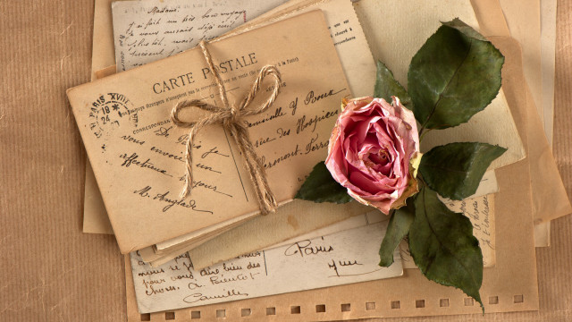 Pink rose paper ribbon writing free wallpaper - medium preview image