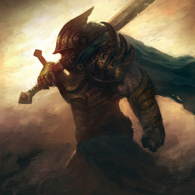 Man helmet sword holding action free wallpaper - medium preview image