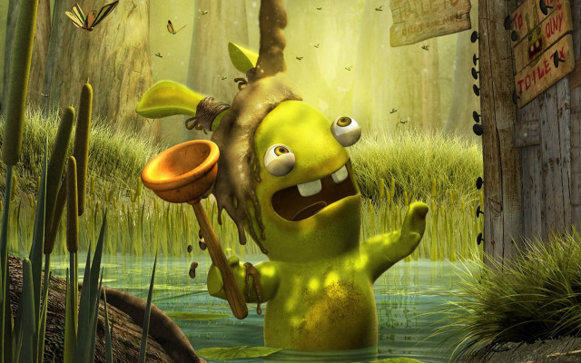 Cartoon character wooden stick swamp free wallpaper - medium preview image