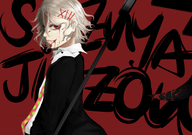 Man white hair black suit free wallpaper - medium preview image
