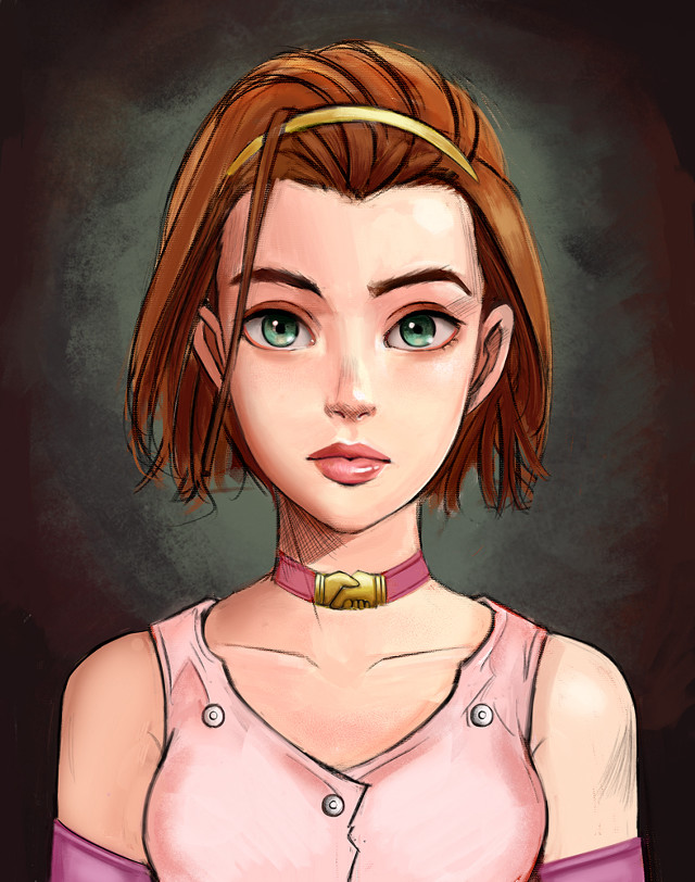 Woman pink shirt gold choker free wallpaper - medium preview image