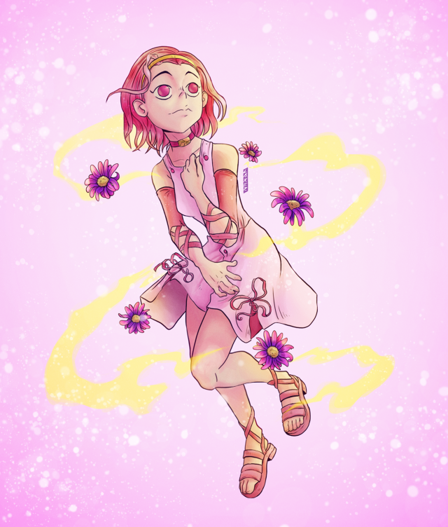 Woman flowers drawing pink background free wallpaper - medium preview image