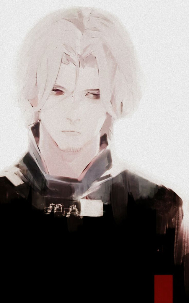 White hair black shirt red free wallpaper - medium preview image