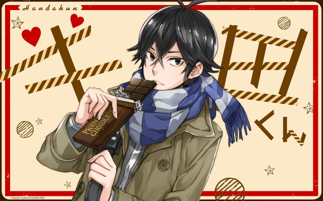 Man holding chocolate bar scarf free wallpaper - medium preview image