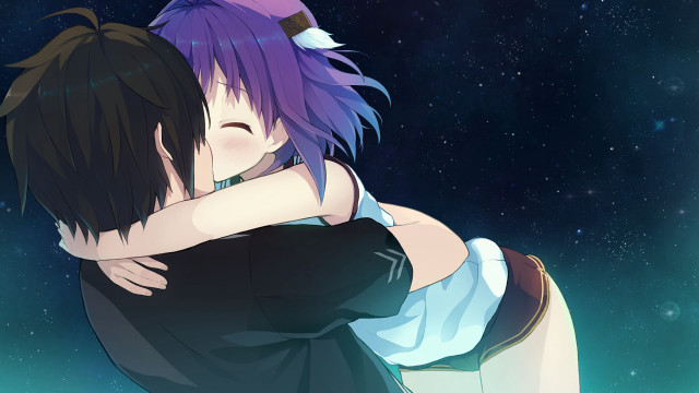 Couple hugging air stars sky free wallpaper - medium preview image