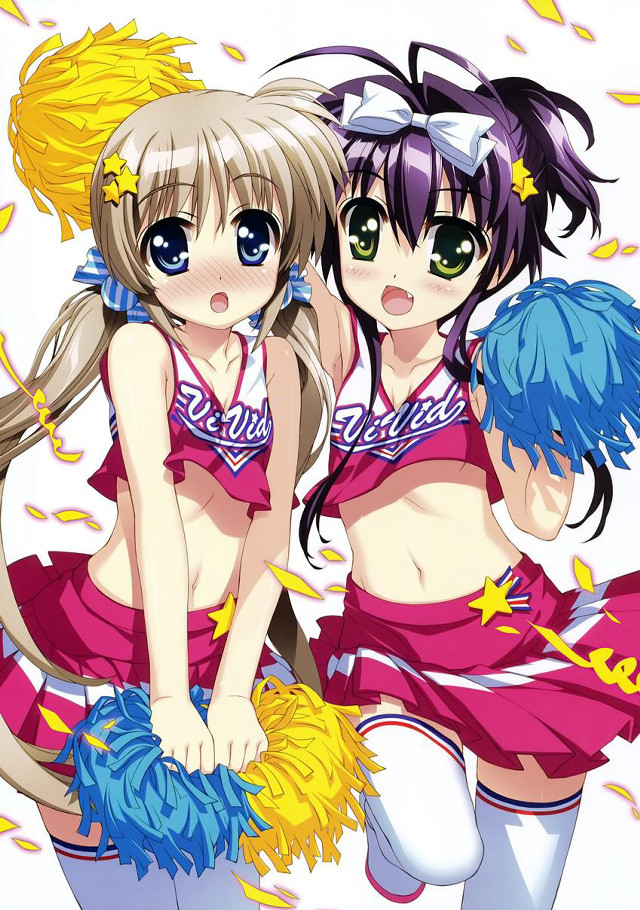 Anime girls cheerleader outfits poms free wallpaper - medium preview image