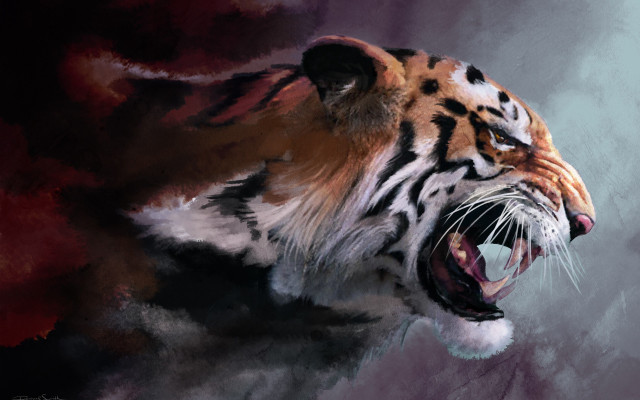 Tiger mouth open teeth wide #7 free wallpaper - medium preview image