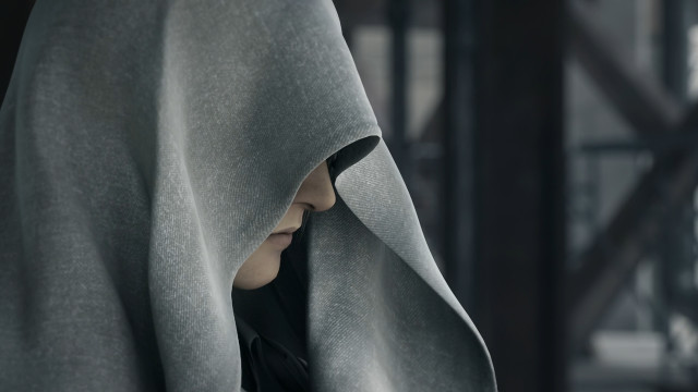Woman hooded cloak looking distance free wallpaper - medium preview image