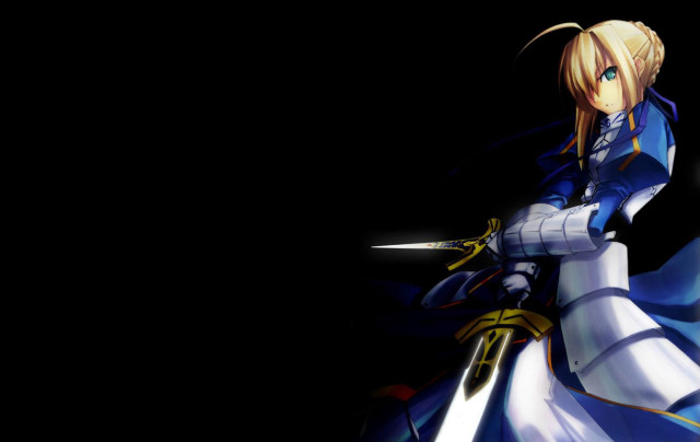 Woman blue dress sword black free wallpaper - medium preview image