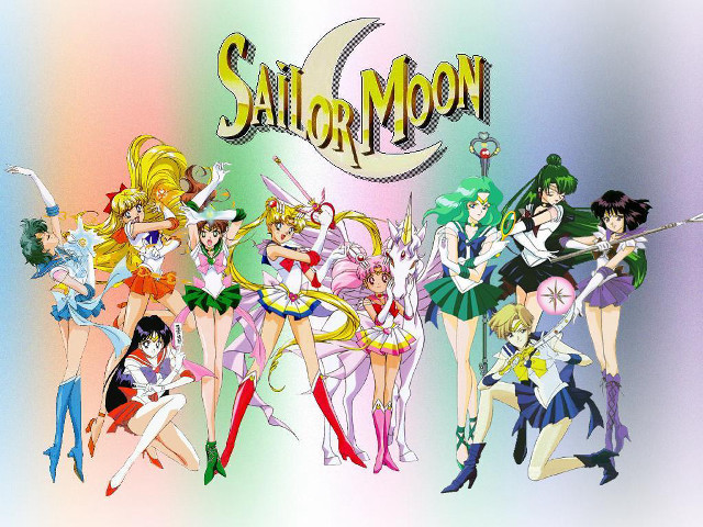 Sailor moon anime characters rainbow free wallpaper - medium preview image