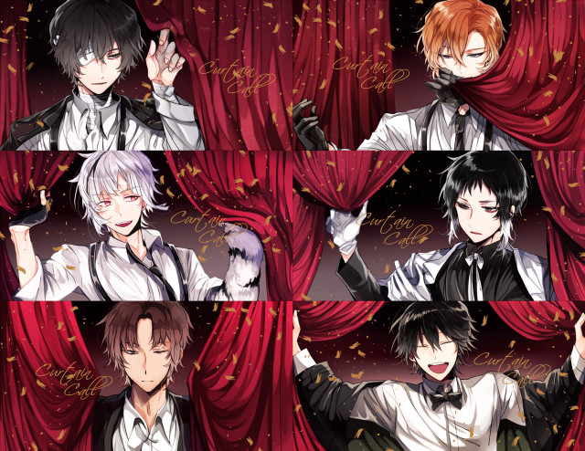 Group people red curtain cat free wallpaper - medium preview image
