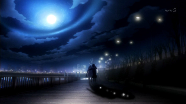 Person walking night walkway bright free wallpaper - medium preview image