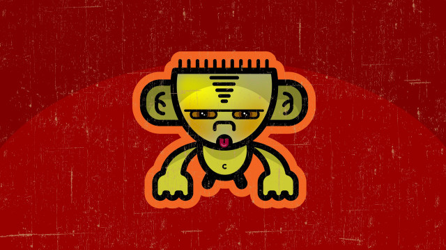 Monkey comb mouth red background free wallpaper - medium preview image