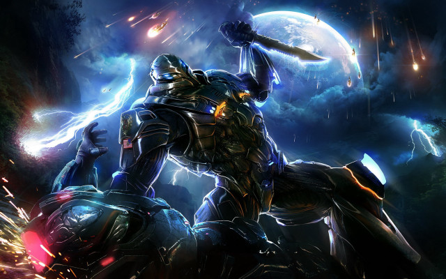 Robot hammer lightning bolt hand free wallpaper - medium preview image