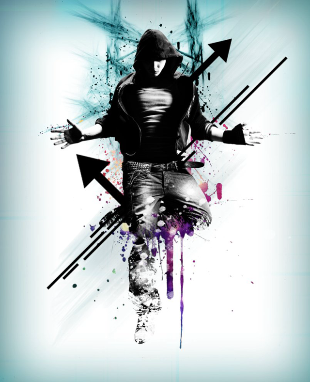 Man hoodie arms out arrows free wallpaper - medium preview image