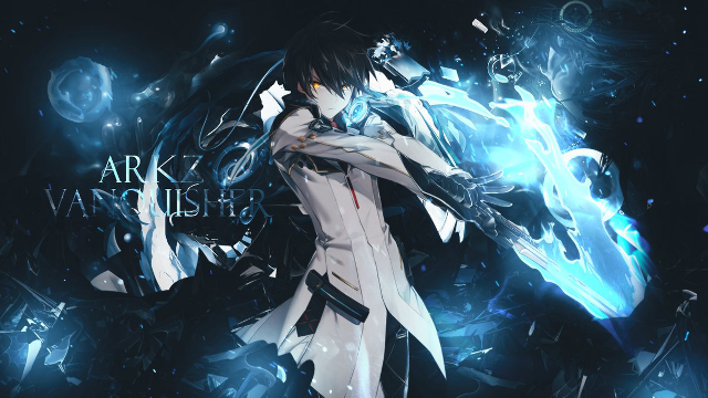 Woman sword blue background black free wallpaper - medium preview image