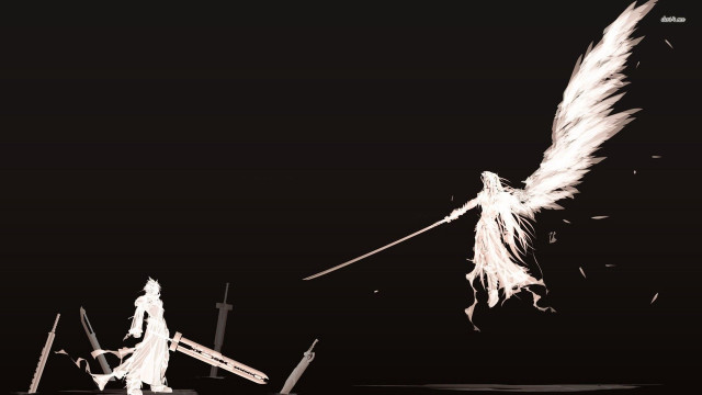 White feather flying black background free wallpaper - medium preview image