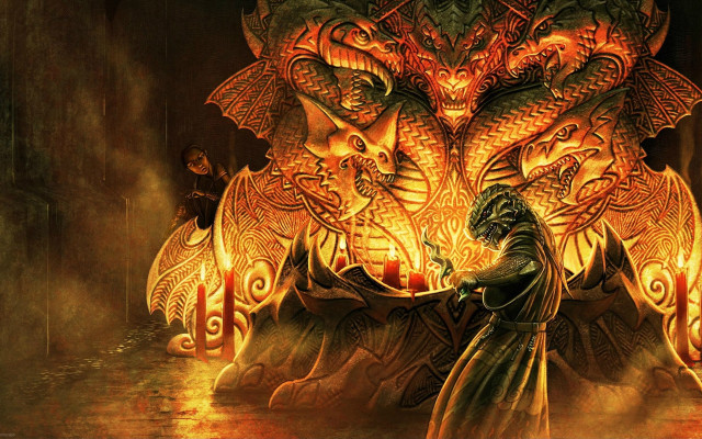 Woman dragon back painting artwork free wallpaper - medium preview image