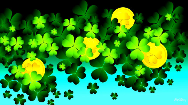 Clovers moon blue sky painting free wallpaper - medium preview image
