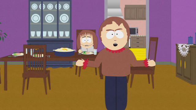 Cartoon man kitchen woman background free wallpaper - medium preview image