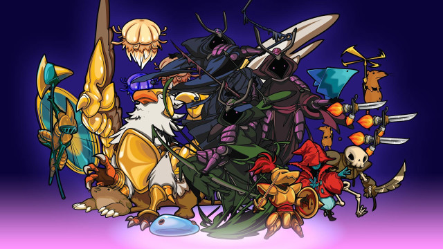 Cartoon characters grouped pile purple free wallpaper - medium preview image