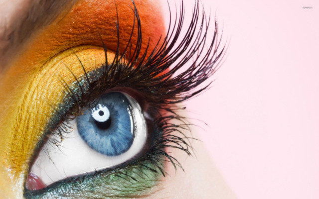 Woman eye bright makeup long free wallpaper - medium preview image