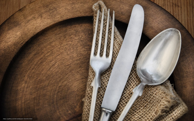 Silverware wooden plate burlap napkins free wallpaper - medium preview image