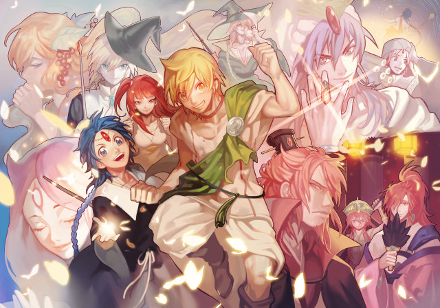 Anime characters group arms around #13 free wallpaper - medium preview image