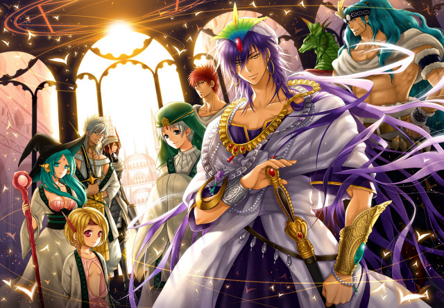 Anime characters window light castle free wallpaper - medium preview image