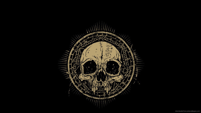 Skull cross circle black background free wallpaper - medium preview image