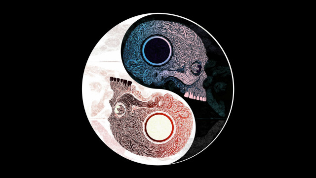 Yin yang skull human head free wallpaper - medium preview image