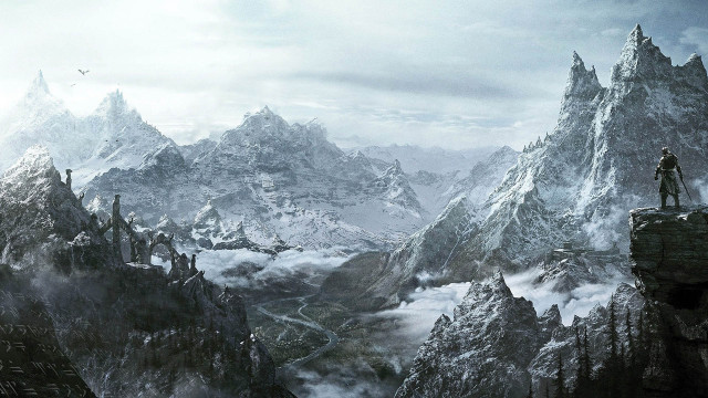 Man mountain valley bird flying free wallpaper - medium preview image
