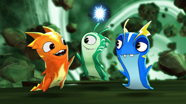 Cartoon creatures cave rocks plants free wallpaper - medium preview image