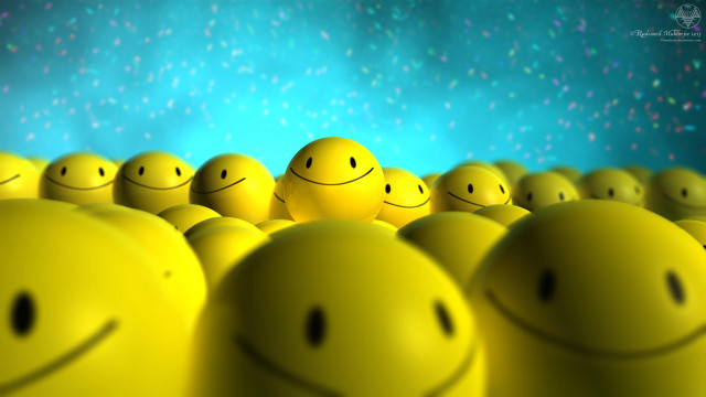 Smiley faces blue background stars free wallpaper - medium preview image