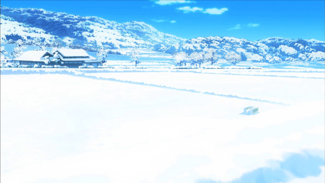 Snowy landscape house mountain blue free wallpaper - medium preview image
