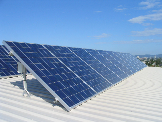 Solar panel rooftop blue sky free wallpaper - medium preview image
