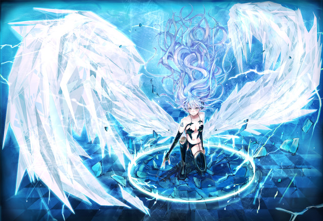 Angel blue ice wings fantasy free wallpaper - medium preview image