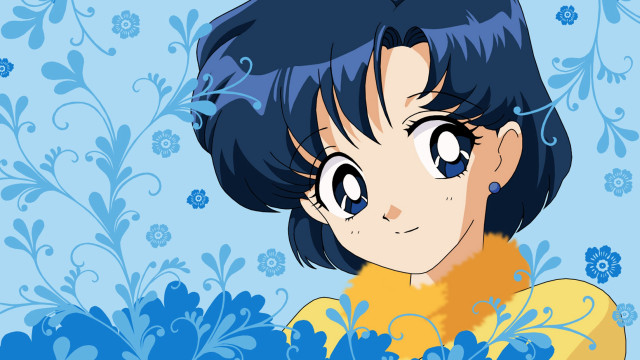 Girl blue hair yellow shirt free wallpaper - medium preview image