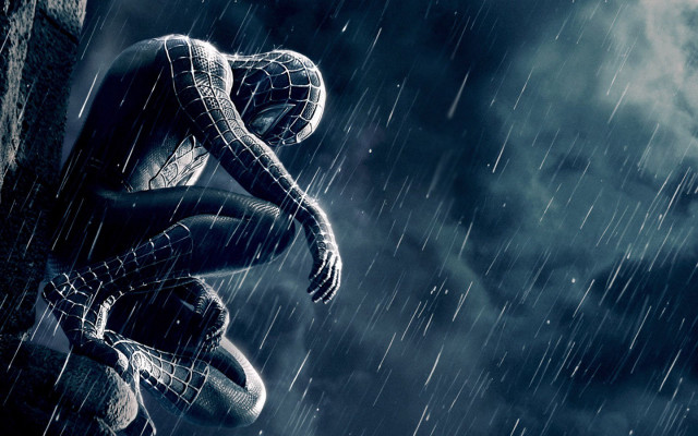 Spiderman rain moon city storm free wallpaper - medium preview image