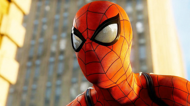 Spider man closeup skyscraper background free wallpaper - medium preview image