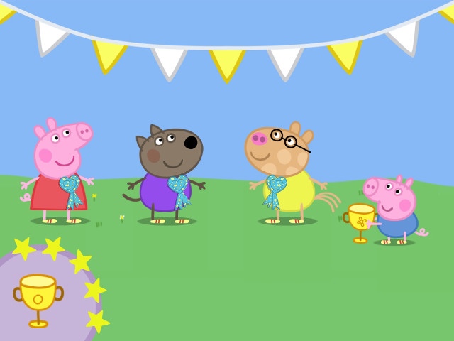 Peppa pig friends playing field free wallpaper - medium preview image