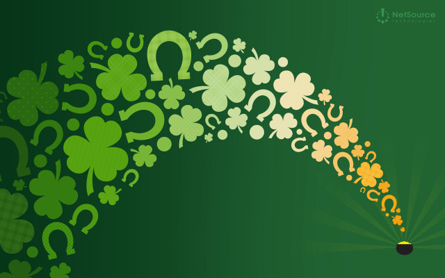 Green background shamrocks question marks free wallpaper - medium preview image