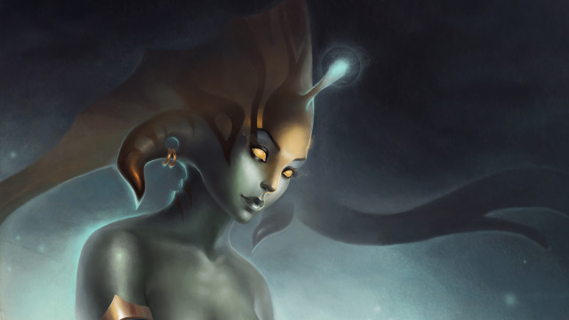 Woman cat portrait glowing fantasy free wallpaper - medium preview image