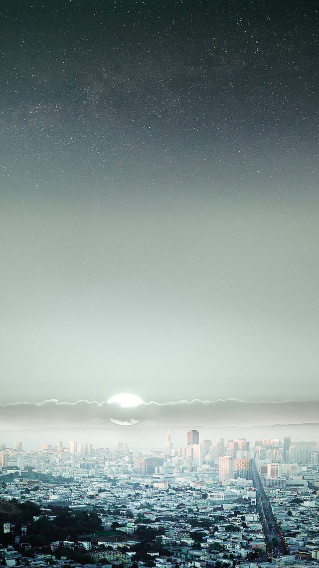 City skyline bright moon distant free wallpaper - medium preview image