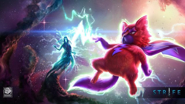 Cat flying lightning blue purple free wallpaper - medium preview image