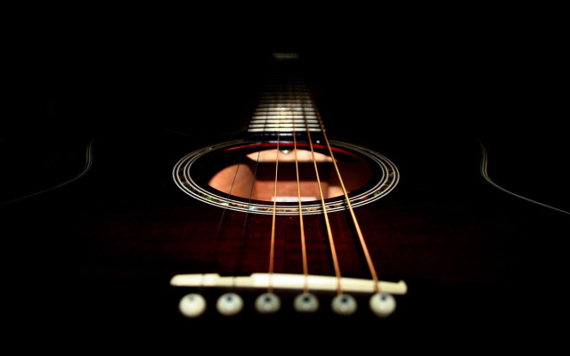 Guitar frets strings closeup dark #2 free wallpaper - medium preview image