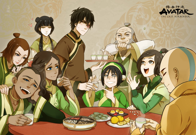 Group dining smiling friends food free wallpaper - medium preview image